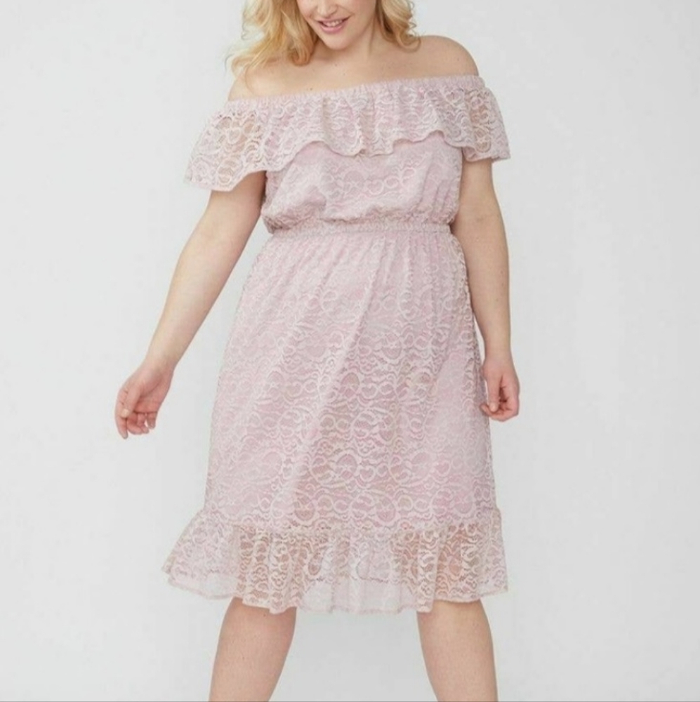 Lane Bryant lace off-the-shoulder knee-length dress
